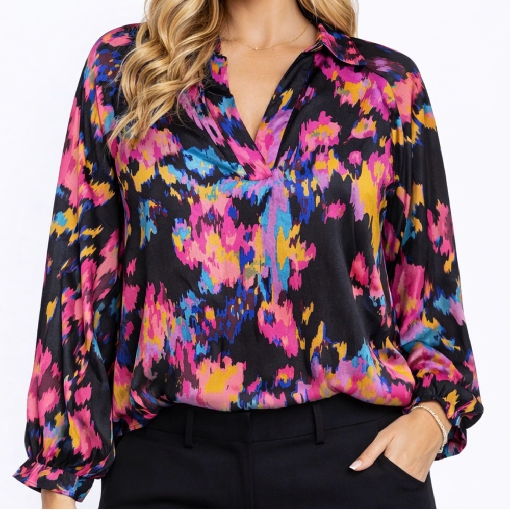 Goose’s Greenhouse Boutique Colorful Blouse | Hi-Low Top, PTP 22”